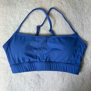 Blue Adjustable Strap Sports Bra Medium Support Workout Top